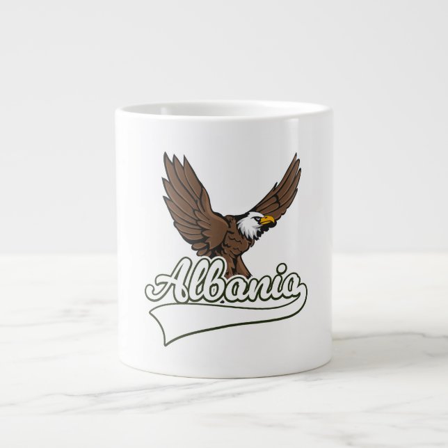 Taza De Café Gigante Logo de viaje de Albania (Frente)