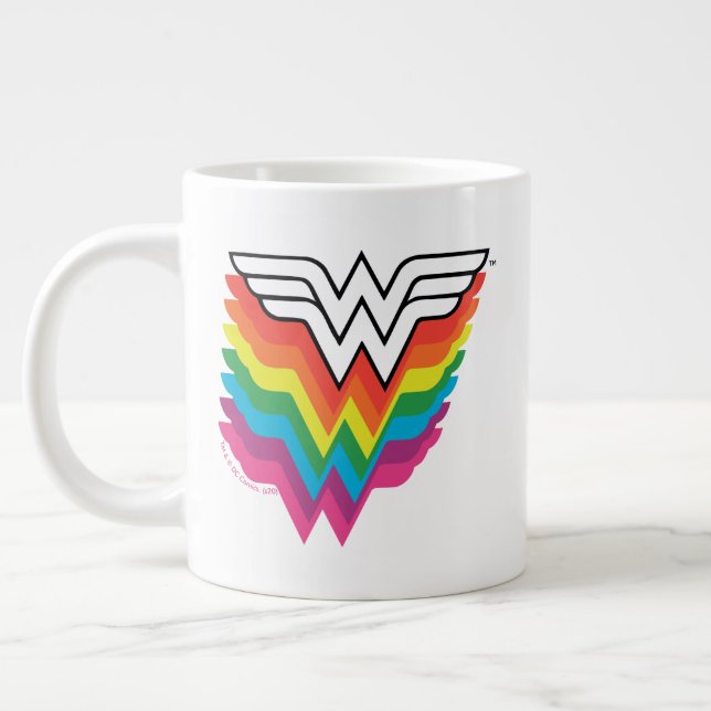 Taza De Café Gigante Logo del arco iris de mujer maravilla (Izquierda)