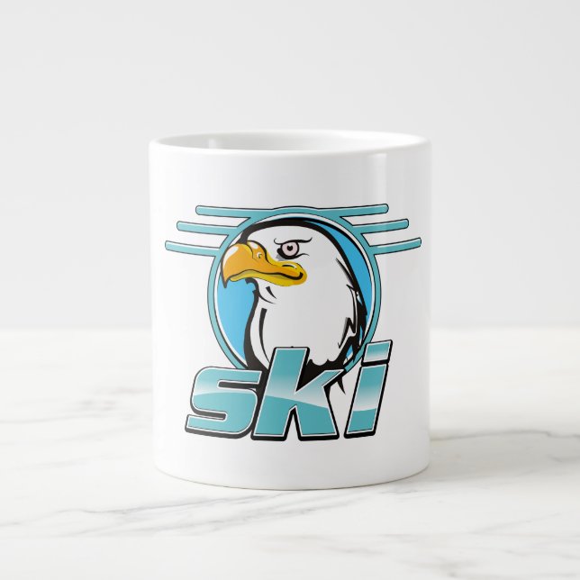 Taza De Café Gigante Logo del Retro Golden Eagle Ski (Frente)