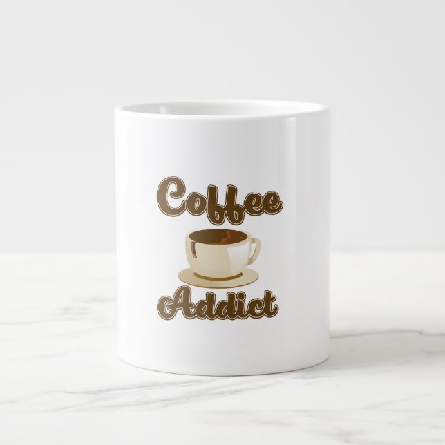 Taza De Café Gigante Logo retro de Coffee Addict (Frente)