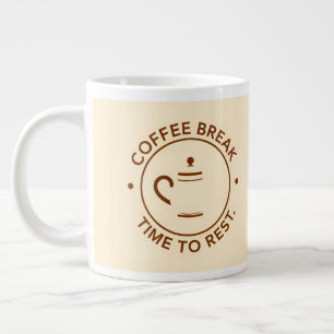 Taza De Café Gigante Logotipo de Coffee Break sobre fondo beige