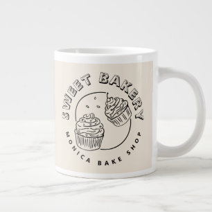 Taza De Café Gigante Logotipo de panadería dulce vintage