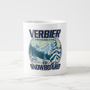 Taza De Café Gigante logotipo de Verbier Suiza Viajes en Snowboard