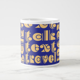 Taza De Café Gigante Logotipo de viaje azul para mensajes de texto de l