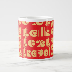 Taza De Café Gigante Logotipo rojo de viaje de texto de llamadas