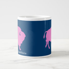 Taza De Café Gigante Logotipo rosado del búfalo con el URL de la tienda