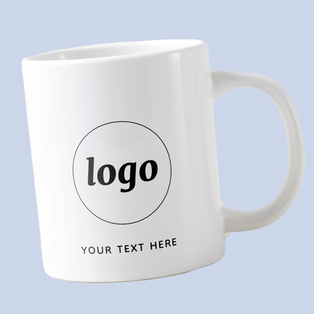 Taza De Café Gigante Logotipo simple y negocio de texto (Simple logo with custom text business branding promotional giant coffee mug)
