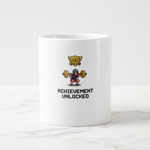 Taza De Café Gigante Logro desbloqueado nivel 99 Motivación Pixel Gym