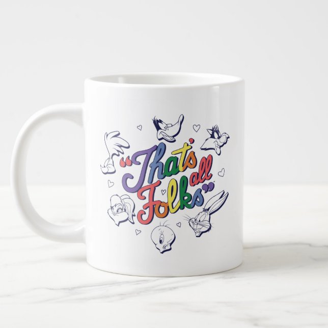Taza De Café Gigante LOONEY TUNES™ - ¡Todos son amigos! Insignia del or (Izquierda)
