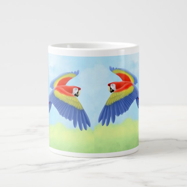 Taza De Café Gigante Loro de Macaw Scarlet Tropical (Frente)
