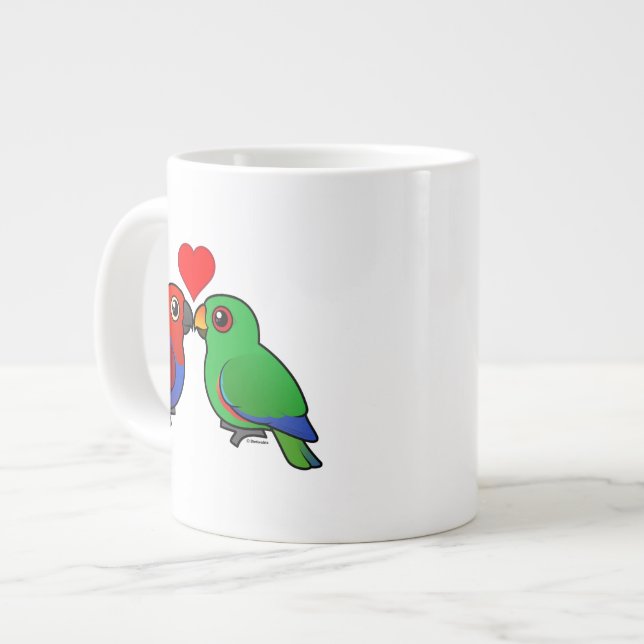 Taza De Café Gigante Loros de Eclectus en amor (Izquierda)