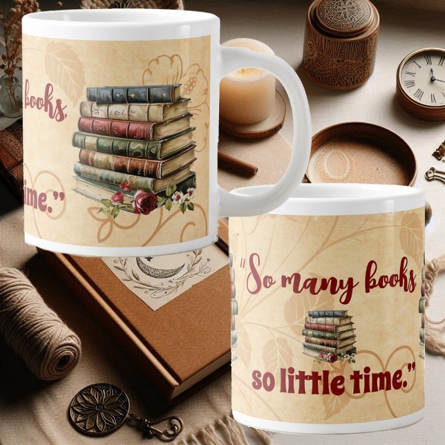 Taza De Café Gigante Los amantes del libro citan tantos libros tan poco (Book Lovers Quote So Many Books So Little Time Fun Giant Coffee Mug)