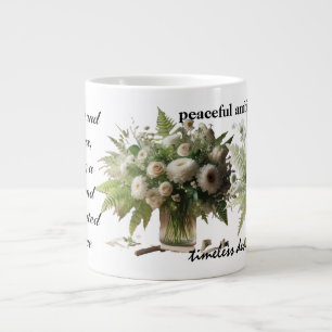 Taza De Café Gigante Los arreglos florales verdes y blancos encarnan