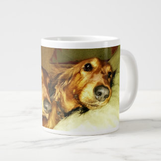 Taza De Café Gigante Los dos Dachshunds de pelo largo envueltos