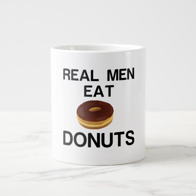 TAZA DE CAFÉ GIGANTE LOS HOMBRES REALES COMEN DONURAS (Frente)