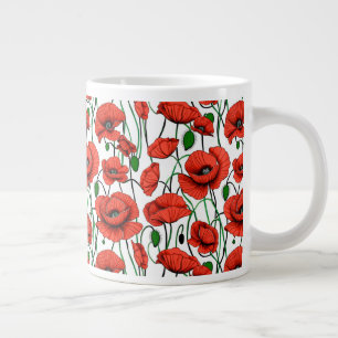 Taza De Café Gigante Los lapachos rojos en un campo sobre blanco