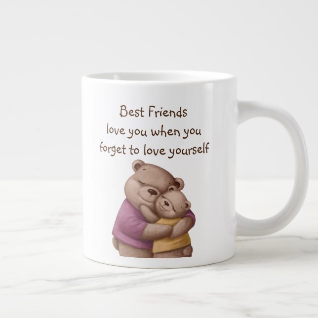 Taza De Café Gigante Los mejores amigos Teddy Bear te quieren Inspirado (Derecha)