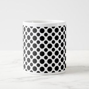 Taza De Café Gigante Los puntos de Polka Blanco Negro grandes y pequeño