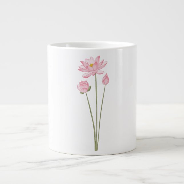 Taza De Café Gigante Lotus Flowers Botanical Illustration Coffee Mug (Frente)