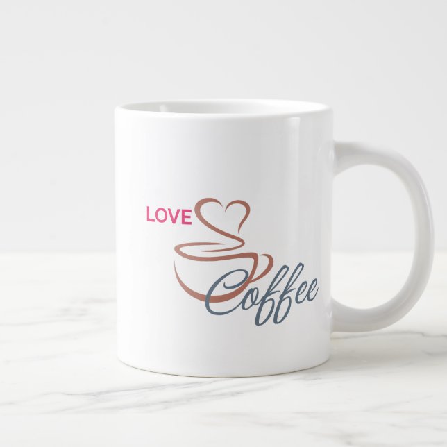 Taza De Café Gigante Love Coffee Heart Design Classic Mug               (Derecha)