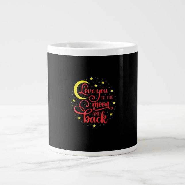 Taza De Café Gigante Love You To The Moon And Back Valentines Day Girlf (Frente)
