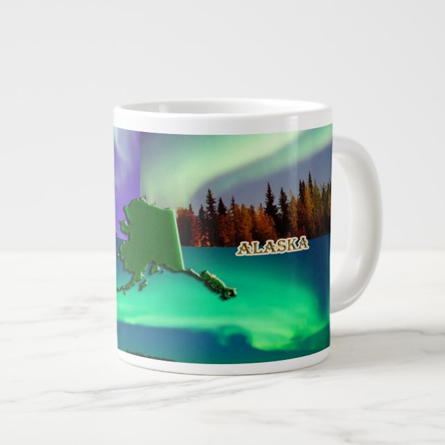 Taza De Café Gigante Luces boreales del Collage de Alaska (Derecha)