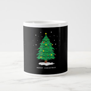 Taza De Café Gigante Luces de árbol de Navidad alegre Santa retro