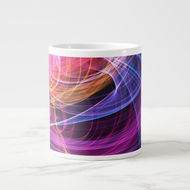 Taza De Café Gigante Luces de vórtice de arcoíris abstracto (Frente)