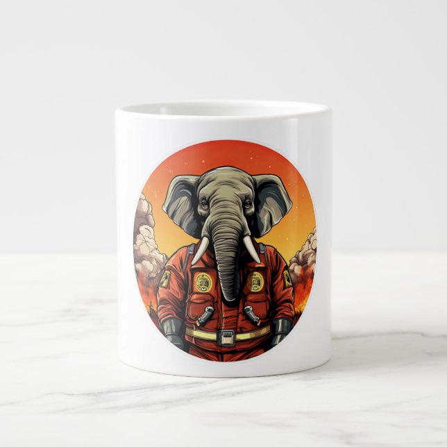 Taza De Café Gigante Luchador de Elefantes (Frente)