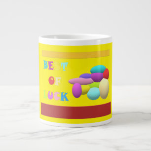 Taza De Café Gigante Luck Charm mensaje de felicitación amarillo