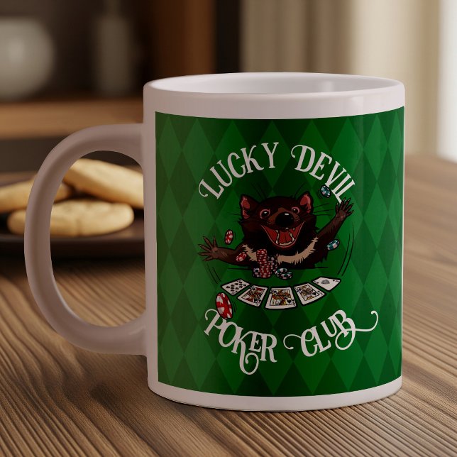 Taza De Café Gigante Lucky Devil Poker Club Funny arte del diablo de Ta (Subido por el creador)