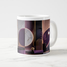 Taza De Café Gigante Lujoso Geométrico Abstracto Rico Púrpura y Oro