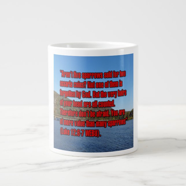 Taza De Café Gigante Luke 12:6-7 WEBU Mug (Frente)