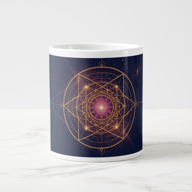 Taza De Café Gigante Luminous Mandala of Golden Harmony (Frente)