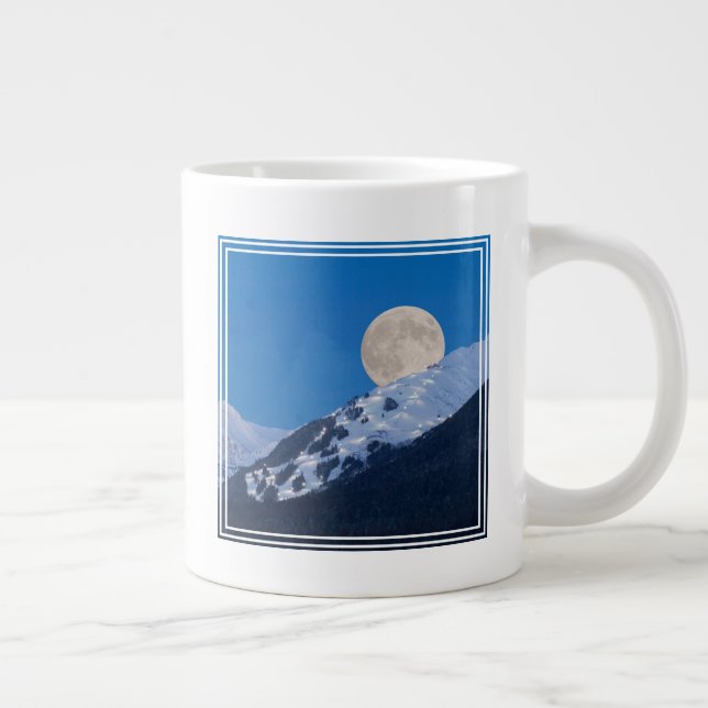 Taza De Café Gigante Luna Llena Sobre La Estación De Esquí De Alyeska,  (Derecha)