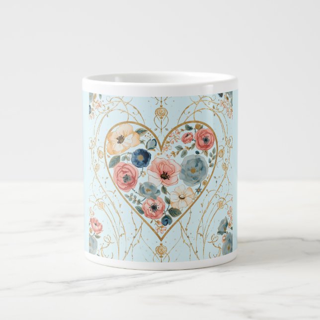 Taza De Café Gigante Luxury, Valentine's Day, Flowers of My Heart (Frente)