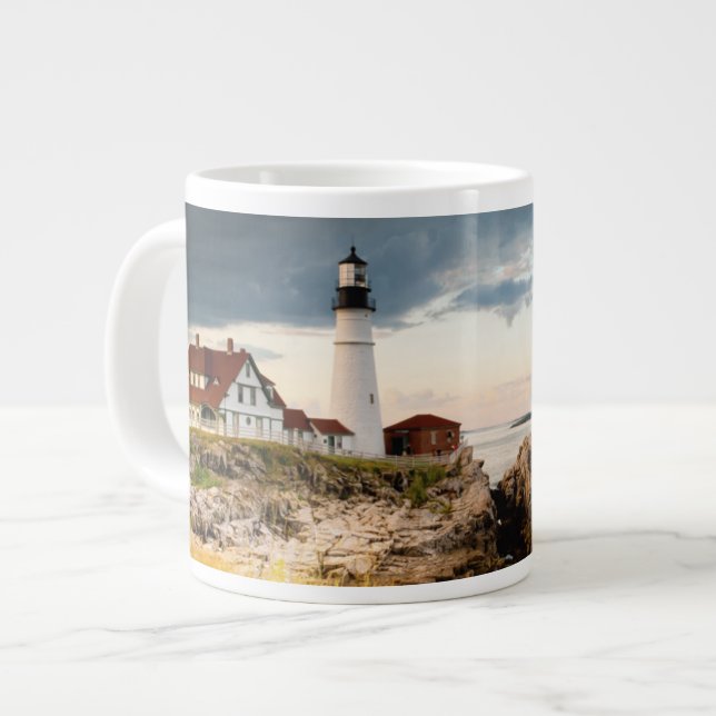 Taza De Café Gigante Luz de cabeza de Portland | Cabo Elizabeth ME (Izquierda)