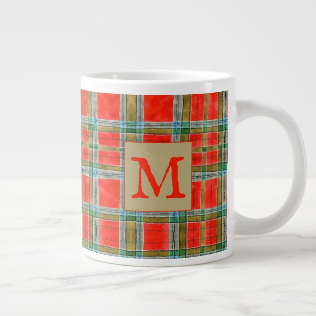 Taza De Café Gigante MAC BAIN TARTAN Big Mug + Inicial (Derecha)