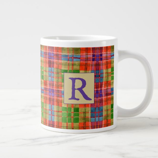 Taza De Café Gigante MAC RAE TARTAN Big Mug + Inicial (Derecha)
