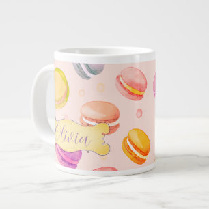 Taza De Café Gigante Macarons Watercolor Mug personalizado
