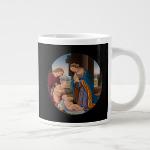 Taza De Café Gigante Madonna que adora al niño con el santo infantil