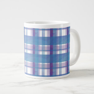 Taza De Café Gigante Madras cubiertas azul y púrpura