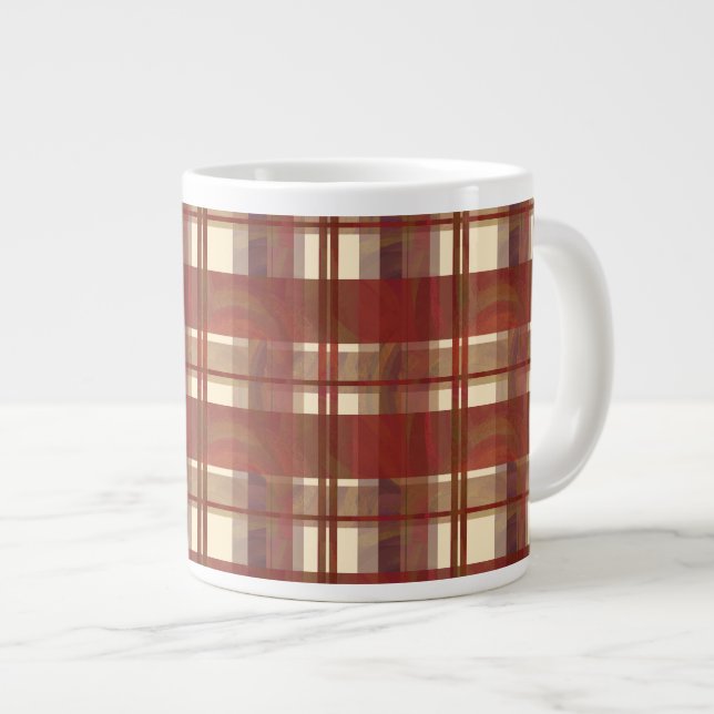 Taza De Café Gigante Madrás Plaid Cae Rojo (Derecha)