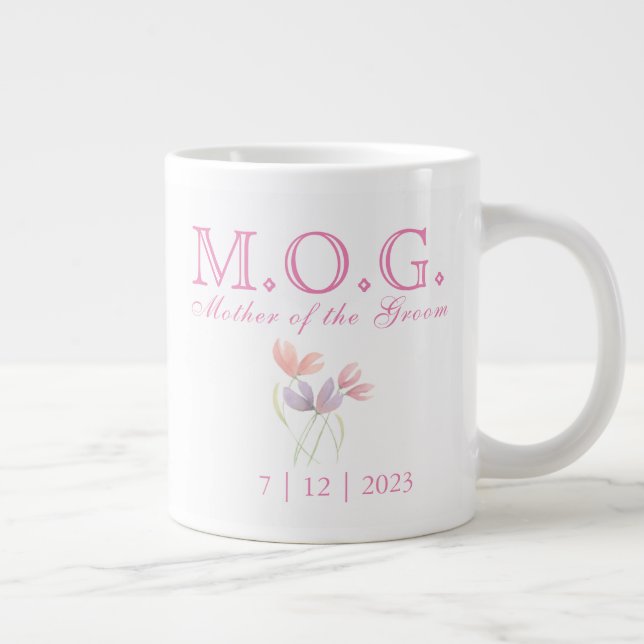 Taza De Café Gigante Madre de la Boda de Groom Fecha Keepsake (Derecha)