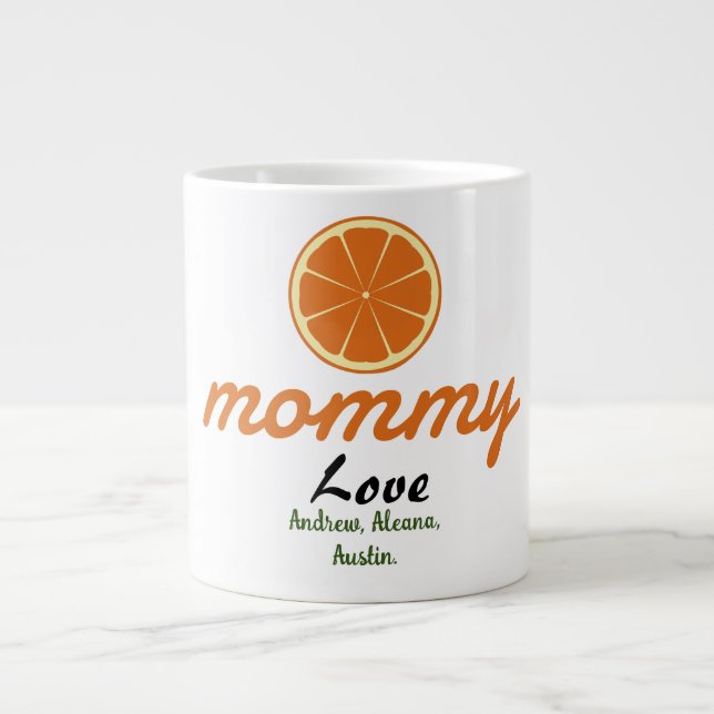 Taza De Café Gigante madre mamá mamá niños nombres personalizado person (Frente)