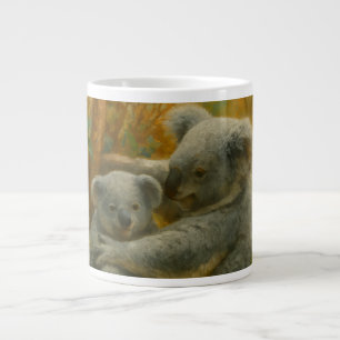 Taza De Café Gigante Madre y Joey de Koala en la Canopa de Otoño