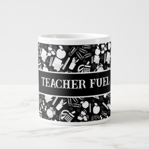 Taza De Café Gigante Maestra del patrón de suministros de escuela blanc
