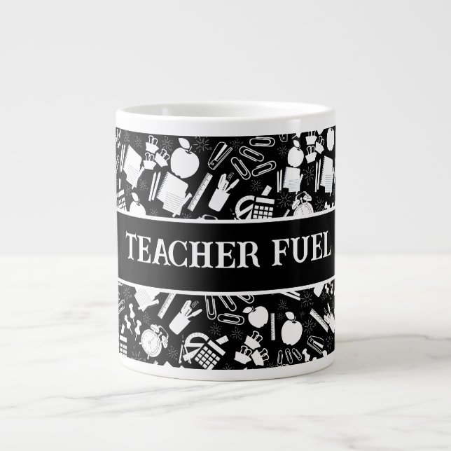 Taza De Café Gigante Maestra del patrón de suministros de escuela blanc (Frente)