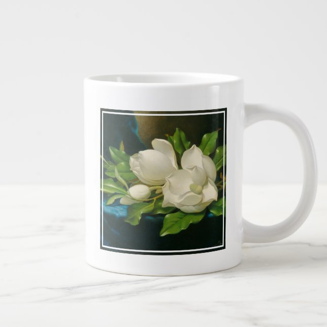 Taza De Café Gigante Magnolias gigantes en tela de terciopelo azul, c.1 (Derecha)