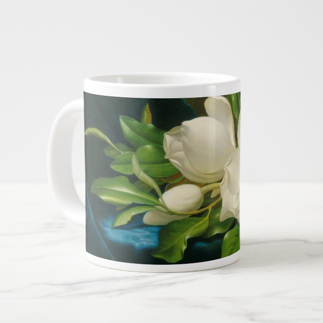 Taza De Café Gigante Magnolias gigantes en tela de terciopelo azul, c.1 (Izquierda)